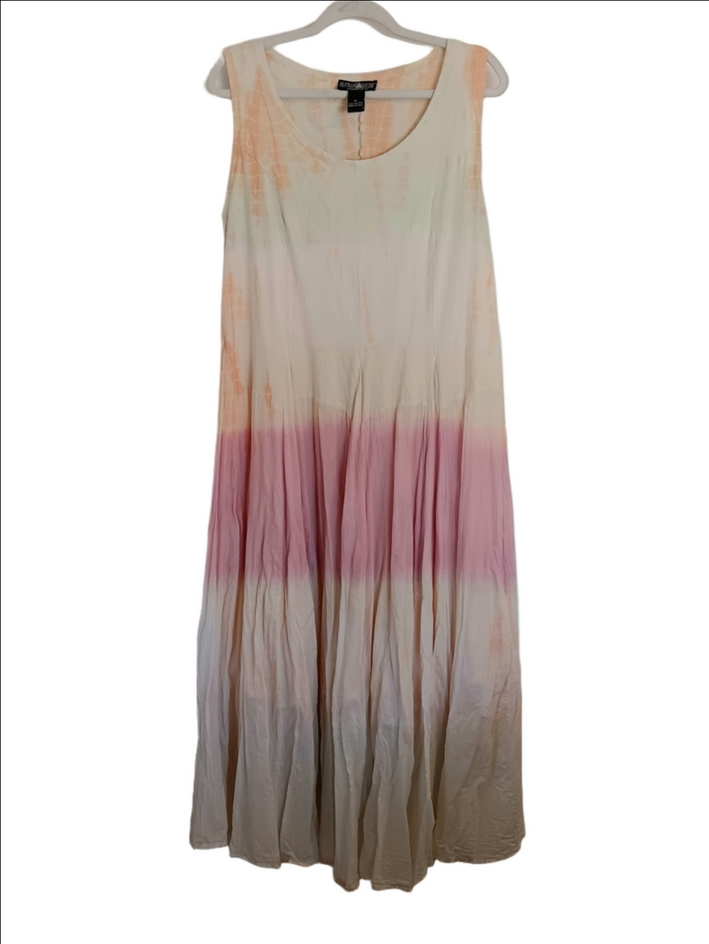 The Pyramid Collection Sherbet Ombre Tie-dye Sleeveless Maxi Dress Tiered Cotton